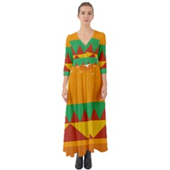 Burger Bread Food Cheese Vegetable Button Up Boho Maxi Dress