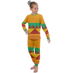 Burger Bread Food Cheese Vegetable Kids  Long Sleeve Set  by Sudhe