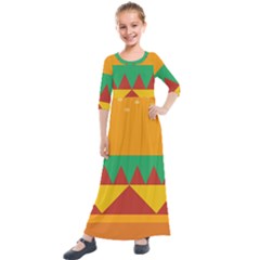 Burger Bread Food Cheese Vegetable Kids  Quarter Sleeve Maxi Dress by Sudhe