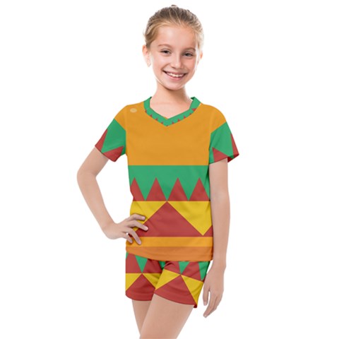 Burger Bread Food Cheese Vegetable Kids  Mesh Tee And Shorts Set by Sudhe