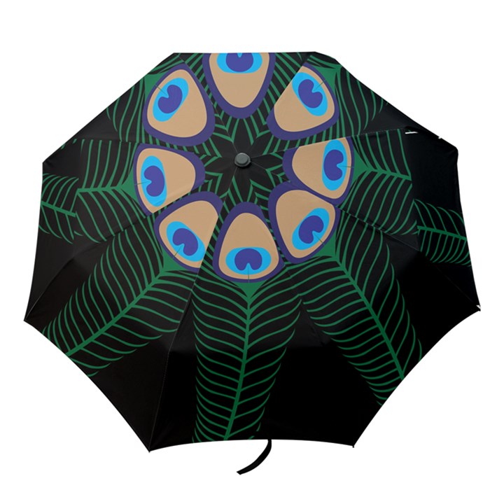 Peacock Feather Folding Umbrellas