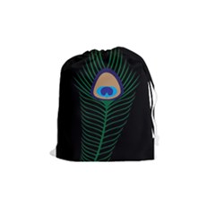 Peacock Feather Drawstring Pouch (medium) by Sudhe