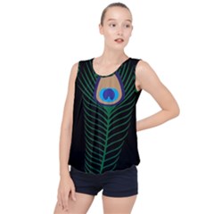 Peacock Feather Bubble Hem Chiffon Tank Top by Sudhe