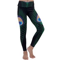 Peacock Feather Kids  Lightweight Velour Classic Yoga Leggings