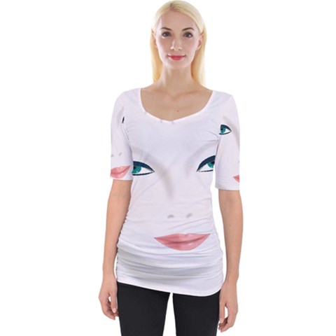 Face Beauty Woman Young Skin Wide Neckline Tee by Sudhe