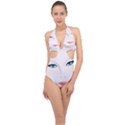 Face Beauty Woman Young Skin Halter Front Plunge Swimsuit View1