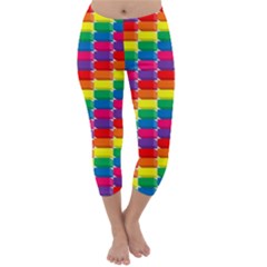 Rainbow 3d Cubes Red Orange Capri Winter Leggings  by Sudhe