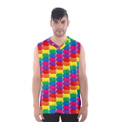 Rainbow 3d Cubes Red Orange Men s Basketball Tank Top by Sudhe