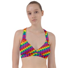 Rainbow 3d Cubes Red Orange Sweetheart Sports Bra by Sudhe