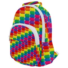 Rainbow 3d Cubes Red Orange Rounded Multi Pocket Backpack by Sudhe