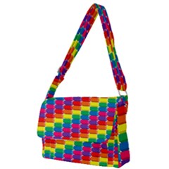 Rainbow 3d Cubes Red Orange Full Print Messenger Bag by Sudhe