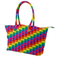 Rainbow 3d Cubes Red Orange Canvas Shoulder Bag by Sudhe