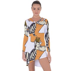 Zebra Animal Alphabet Z Wild Asymmetric Cut-out Shift Dress by Sudhe