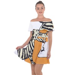 Zebra Animal Alphabet Z Wild Off Shoulder Velour Dress by Sudhe