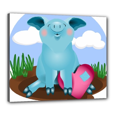 Pig Animal Love Canvas 24  X 20  (stretched) by Sudhe