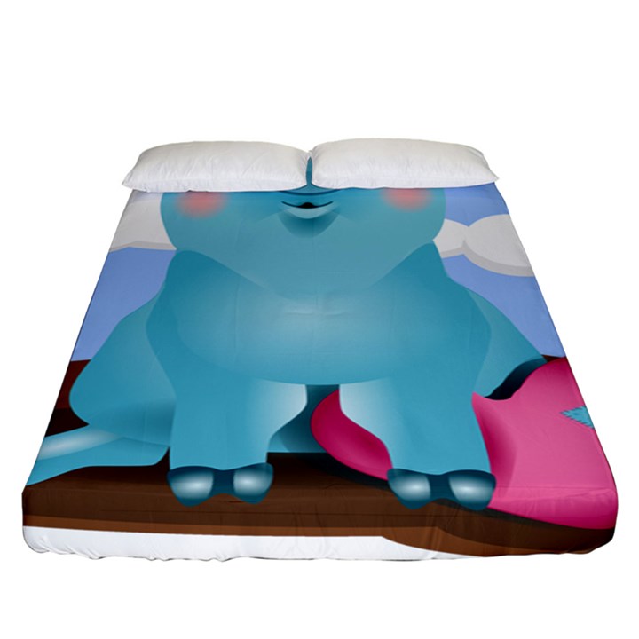 Pig Animal Love Fitted Sheet (King Size)