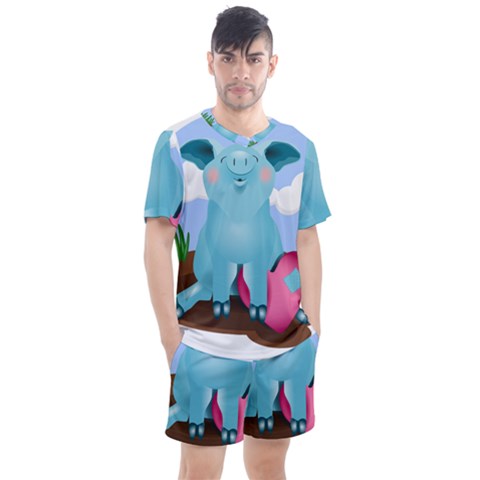 Pig Animal Love Men s Mesh Tee And Shorts Set by Sudhe