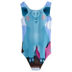 Pig Animal Love Kids  Cut-out Back One Piece Swimsuit by Sudhe