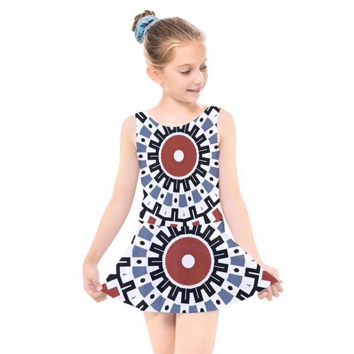 Mandala Art Ornament Pattern Kids  Skater Dress Swimsuit