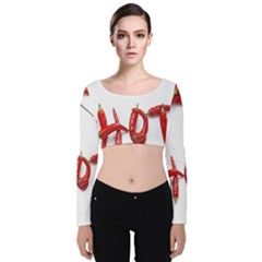 Hot Velvet Long Sleeve Crop Top by Sudhe