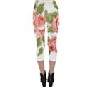 Flower Rose Pink Red Romantic Capri Leggings  View2