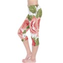 Flower Rose Pink Red Romantic Capri Leggings  View3