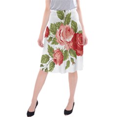 Flower Rose Pink Red Romantic Midi Beach Skirt by Sudhe