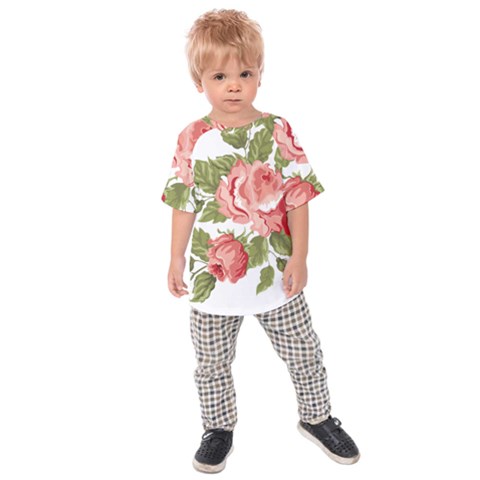 Flower Rose Pink Red Romantic Kids  Raglan Tee by Sudhe