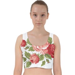 Flower Rose Pink Red Romantic Velvet Racer Back Crop Top by Sudhe