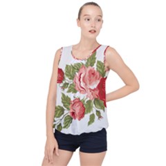 Flower Rose Pink Red Romantic Bubble Hem Chiffon Tank Top by Sudhe