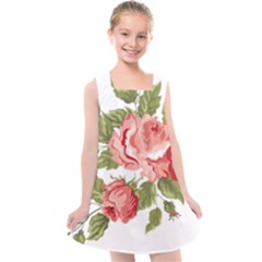 Flower Rose Pink Red Romantic Kids  Cross Back Dress by Sudhe