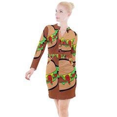 Burger Double Button Long Sleeve Dress