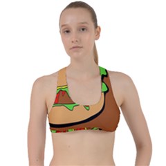 Burger Double Criss Cross Racerback Sports Bra by Sudhe