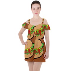 Burger Double Ruffle Cut Out Chiffon Playsuit