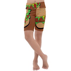 Burger Double Kids  Lightweight Velour Cropped Yoga Leggings