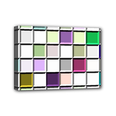 Color Tiles Abstract Mosaic Background Mini Canvas 7  X 5  (stretched) by Sudhe