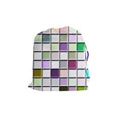 Color Tiles Abstract Mosaic Background Drawstring Pouch (medium) by Sudhe