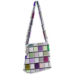 Color Tiles Abstract Mosaic Background Zipper Messenger Bag