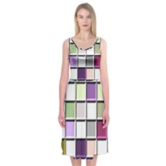 Color Tiles Abstract Mosaic Background Midi Sleeveless Dress by Sudhe