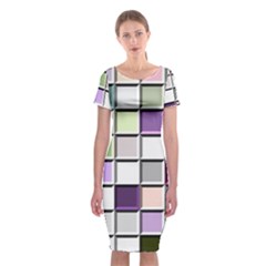 Color Tiles Abstract Mosaic Background Classic Short Sleeve Midi Dress by Sudhe