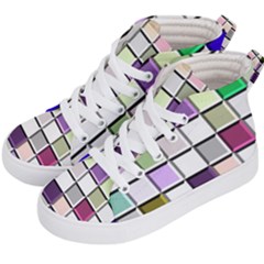 Color Tiles Abstract Mosaic Background Kids  Hi-top Skate Sneakers by Sudhe