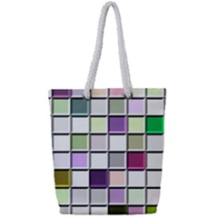 Color Tiles Abstract Mosaic Background Full Print Rope Handle Tote (small) by Sudhe