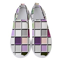 Color Tiles Abstract Mosaic Background Women s Slip On Sneakers