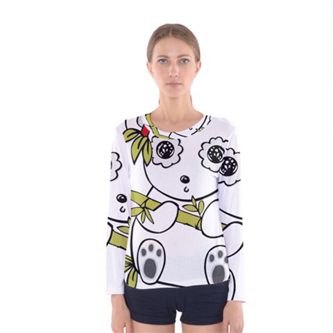 Panda China Chinese Furry Women s Long Sleeve Tee by Sudhe