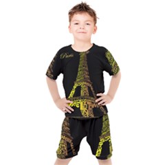 The Eiffel Tower Paris Kids  Tee And Shorts Set by Sudhe