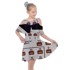 Vintage Calculator Kids  Shoulder Cutout Chiffon Dress by Sudhe