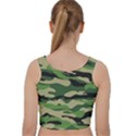 Green Military Vector Pattern Texture Velvet Racer Back Crop Top View2