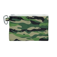 Green Military Vector Pattern Texture Canvas Cosmetic Bag (medium) by Sudhe