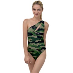 Green Military Vector Pattern Texture To One Side Swimsuit by Sudhe