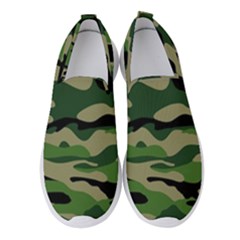 Green Military Vector Pattern Texture Women s Slip On Sneakers